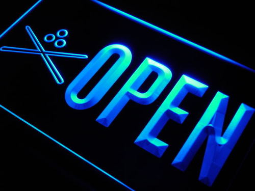 OPEN Pool Room Billiard Bar Snooker LED Neon Sign